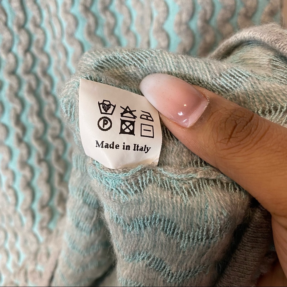 Cashmere Aqua and Gray Knit Pencil Skirt - Picture 5 of 5